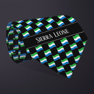 Cravate Motif de drapeau ondulé de la Sierra Leone 