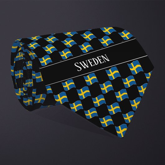 Cravate Motif de drapeau ondulé de Suède