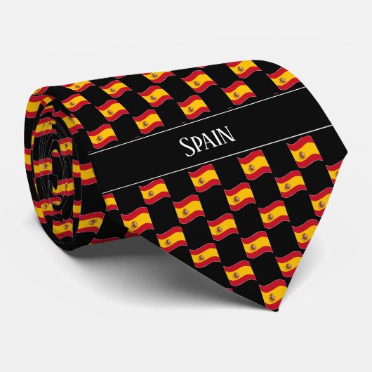 Cravate Motif de drapeau ondulé d'Espagne (Roulé)