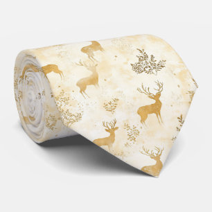Cravate Motif de faon et de fleurs vintage de la forêt