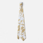 Cravate Motif de feuillage blanc or (Dos)
