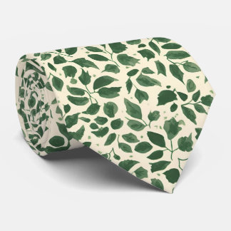 Cravate Motif de feuillage de feuilles botaniques vert sau