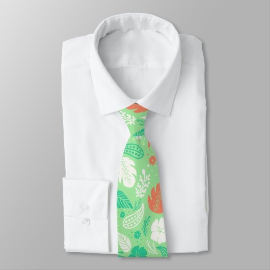 Cravate Motif de feuillage vert et orange (Attaché)