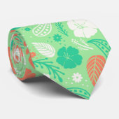 Cravate Motif de feuillage vert et orange (Roulé)