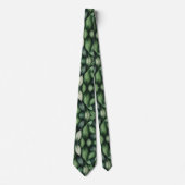 Cravate Motif de feuille botanique vert luxuriant (Devant)