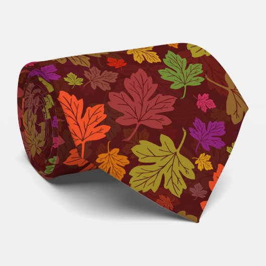 Cravate Motif de feuille d'érable d'automne de chute (Roulé)