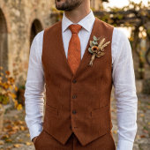Cravate Motif de feuille orange rustique chaud