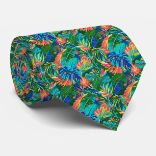 Cravate Motif de feuille tropicale lumineuse