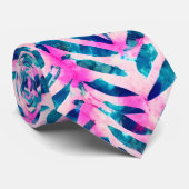 Cravate Motif de feuille tropicale rose (Roulé)
