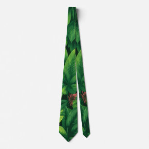 Cravate Motif de feuille verte tropicale