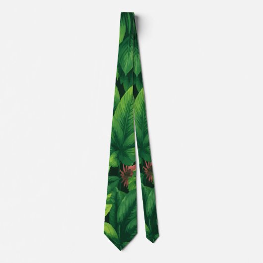 Cravate Motif de feuille verte tropicale (Devant)