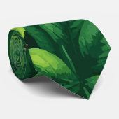 Cravate Motif de feuille verte tropicale (Roulé)