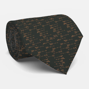 Cravate Motif de flèche bohème minimaliste marron et noir