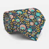 Cravate Motif de fleur d'art populaire (Roulé)
