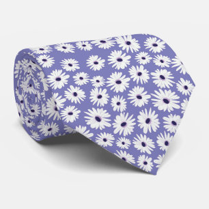 Cravate Motif de fleur de marguerite bleue blanche