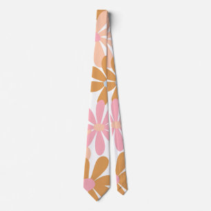Cravate Motif de fleur de marguerite pastel rétro