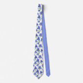 Cravate Motif de fleur d'iris à l'aquarelle bleue (Devant)