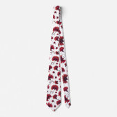 Cravate Motif de fleur d'œillet rouge (Devant)