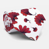 Cravate Motif de fleur d'œillet rouge (Roulé)