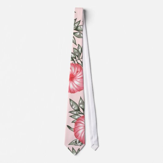 Cravate Motif de fleur hawaïen de ketmie rose (Devant)