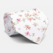 Cravate Motif de fleur rose mou d'aquarelle (Roulé)