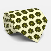 Cravate Motif de fleur verte (Roulé)