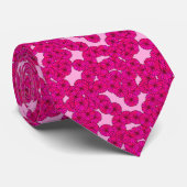 Cravate Motif de fleurs Art Déco - magenta sur rose (Roulé)