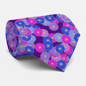 Cravate motif de fleurs Art déco - violet, bleu et violet (Roulé)