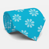 Cravate Motif de fleurs bleu Malibu (Roulé)
