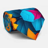 Cravate Motif de fleurs bleues et orange (Roulé)