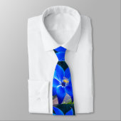 Cravate Motif de fleurs bleues profondes (Attaché)