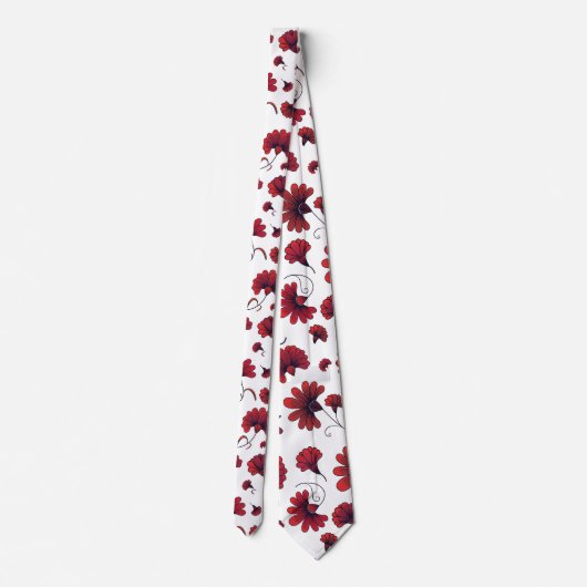 Cravate Motif de fleurs Carnation rouge (Dos)