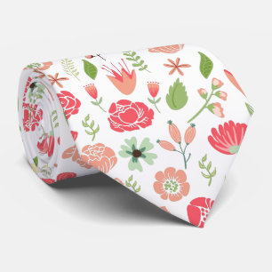 Cravate Motif de fleurs colorées rétro assorties