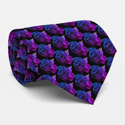Cravate Motif de fleurs d'art Abstrait rose (Roulé)