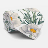 Cravate Motif de fleurs de pavot blanc de Californie (Roulé)