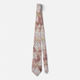 Cravate Motif de fleurs d'étoile géométrique d'or rose mod