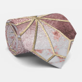 Cravate Motif de fleurs d'étoile géométrique d'or rose mod (Roulé)