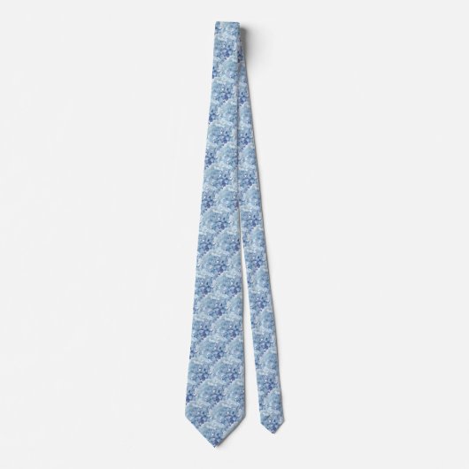 Cravate motif de fleurs d'hortensia bleues (Devant)
