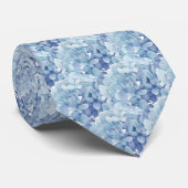 Cravate motif de fleurs d'hortensia bleues (Roulé)