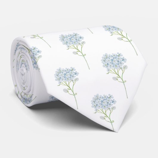 Cravate motif de fleurs d'hydrangea bleues élégantes et dé (Roulé)