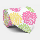 Cravate Motif de fleurs en pastel coloré de dahlia (Roulé)