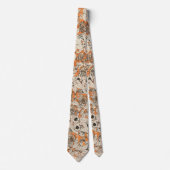 Cravate Motif de fleurs graphiques blanches orange (Devant)