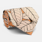 Cravate Motif de fleurs graphiques blanches orange (Roulé)