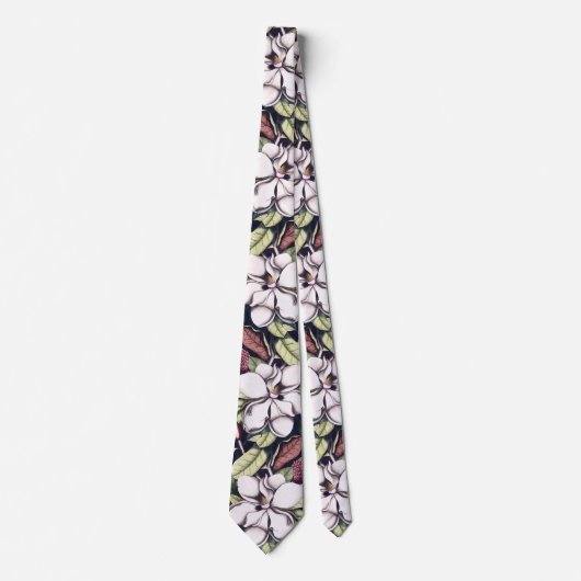 Cravate Motif de fleurs Magnolia (Devant)