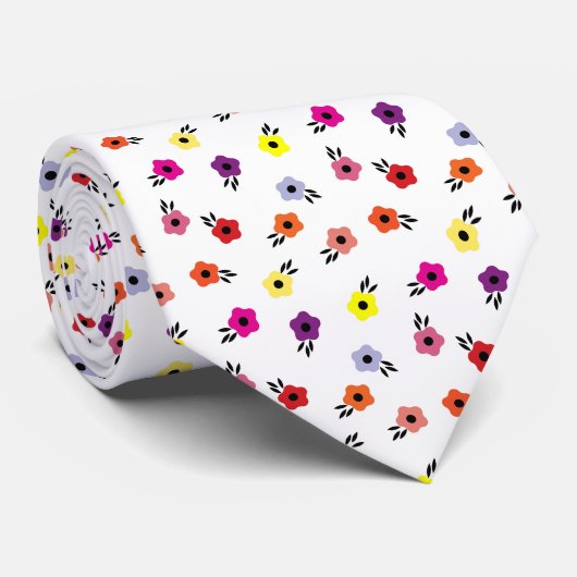 Cravate Motif de fleurs mignonnes multicolores (Roulé)