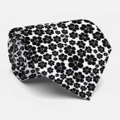 Cravate Motif de fleurs - noir et blanc (Roulé)