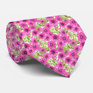 Cravate Motif de fleurs pétunia rose