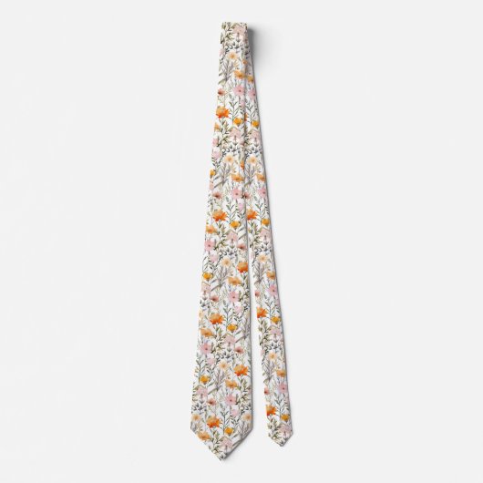 Cravate Motif de fleurs rétro Motif Fleur sauvage brillant (Devant)