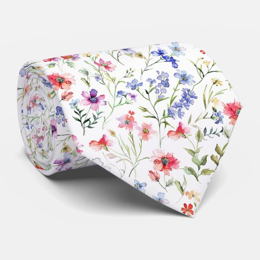 Cravate Motif de fleurs sauvages (Roulé)