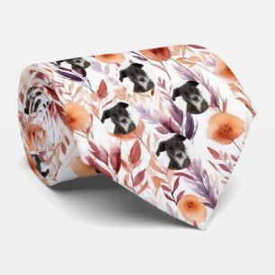 Cravate Motif de fleurs séchées avec photo de chien de com